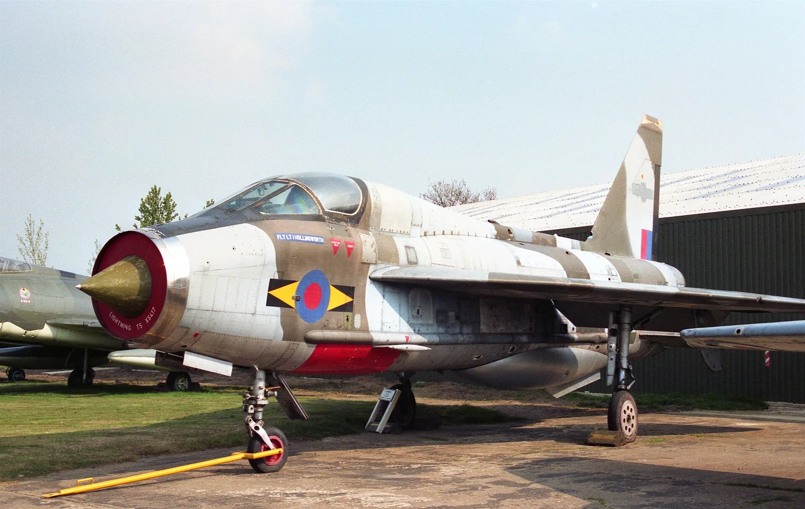 Lightning T.5 aircraft. English Electric Lightning T.5 XS417 at Newark Air Museum, 1990.
