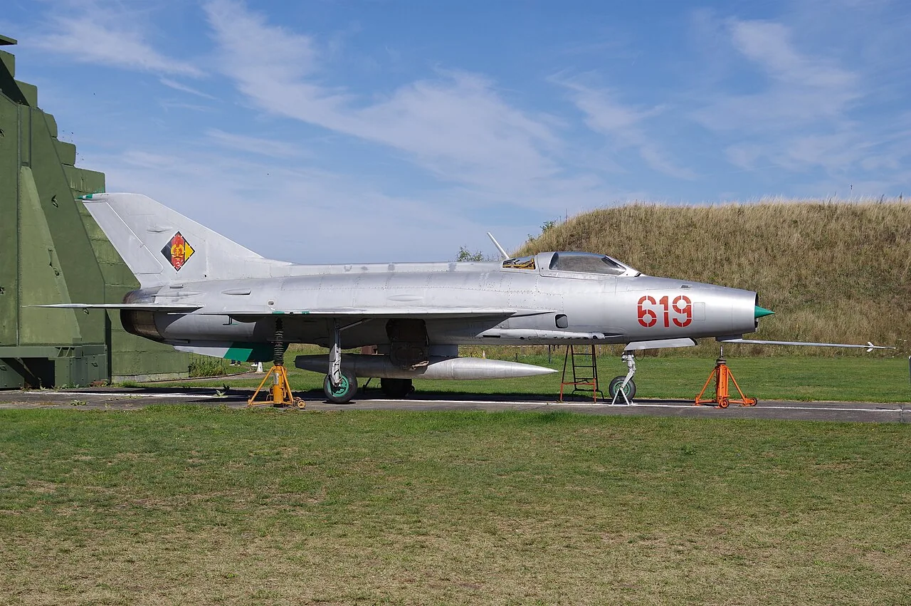 MiG-21F-13 aircraft. MiG-21F-13 (c/n 741004, 619) at Flugplatzmuseum Neuhardenberg; variant-specific image, not the representative MiG-21PF.
